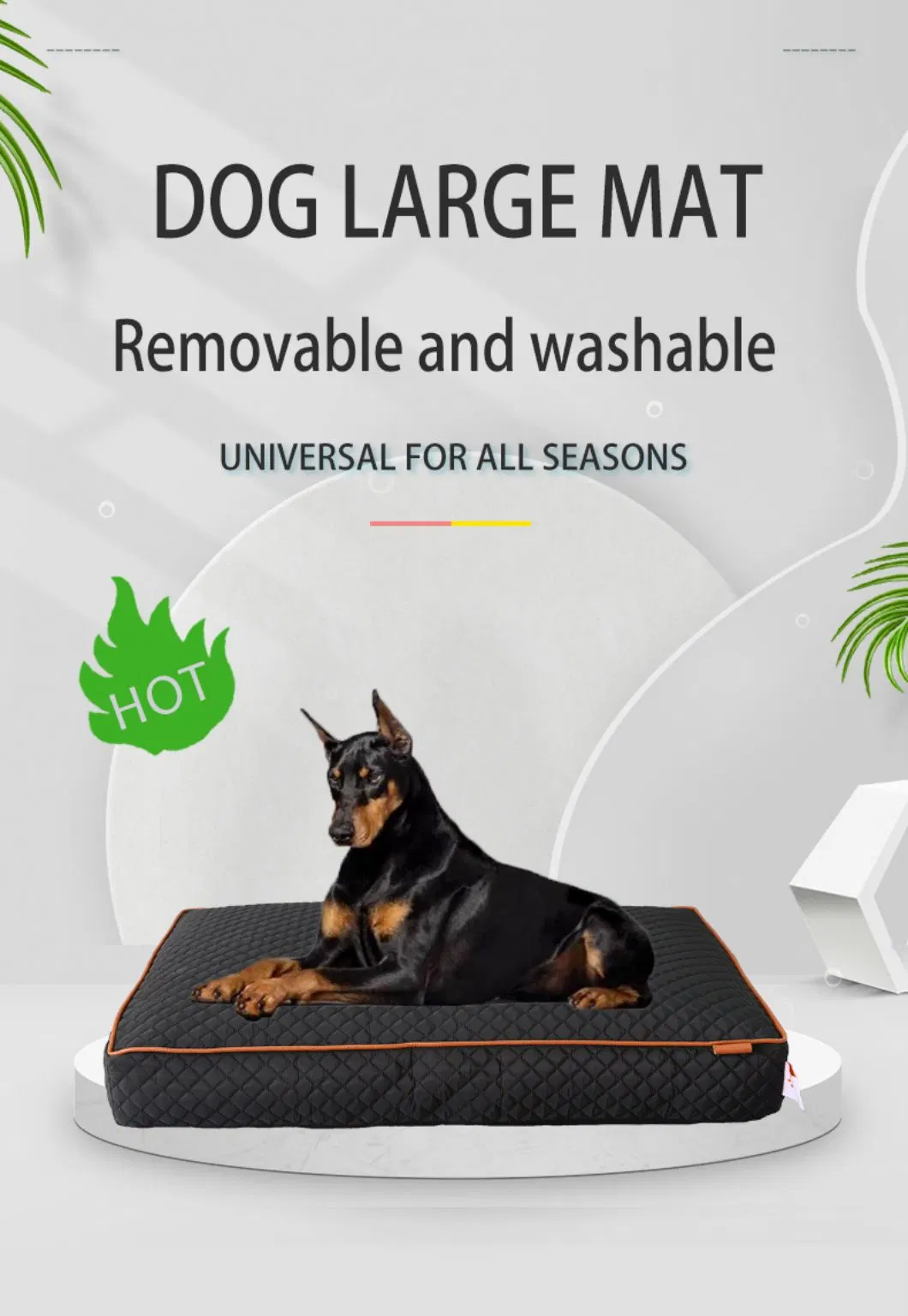 Wholesale Detachable Washable PU Leather Memory Foam Large Dog Mat Pet Beds