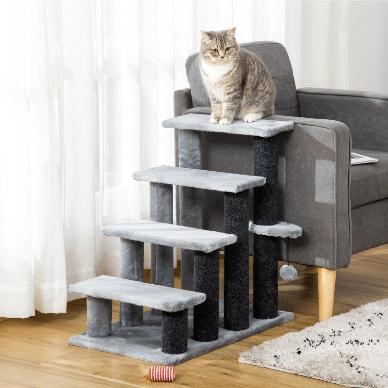 4 Levels Cat Steps Stairs Carpeted Ladder for Sofa Pet Furniture