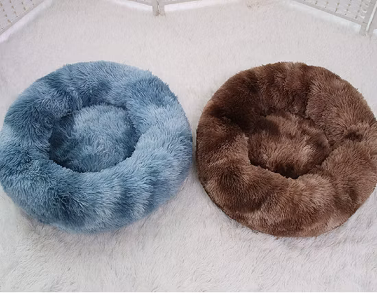 파란색 부드러운 양털 미색 바늘 모피 개 침대